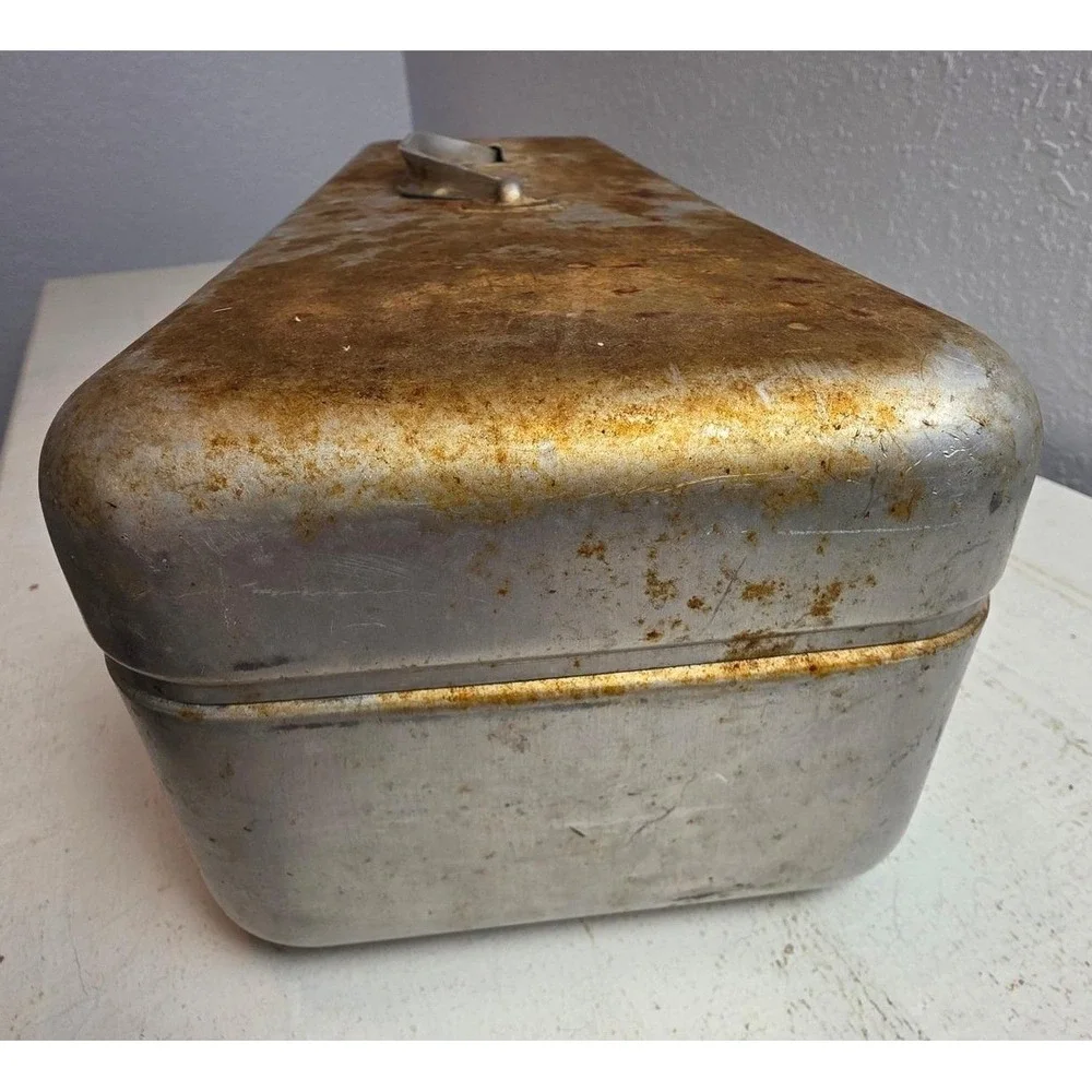 Vintage Aluminum‎ Toolbox Industrial Metal Storage Chest Rustic Patina Handle